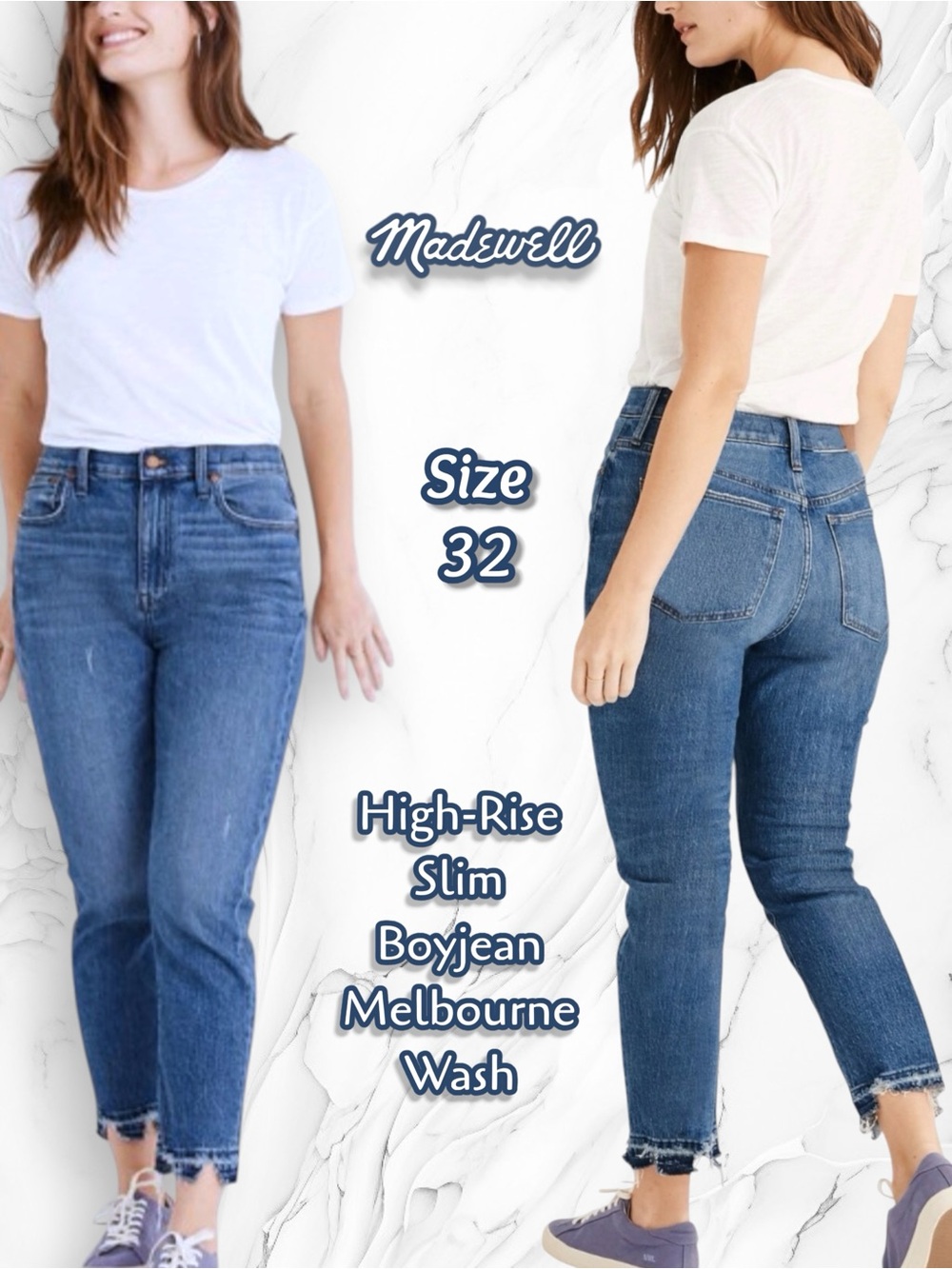 Madewell High-Rise Slim Boyjean in Melbourne Wash Size 32